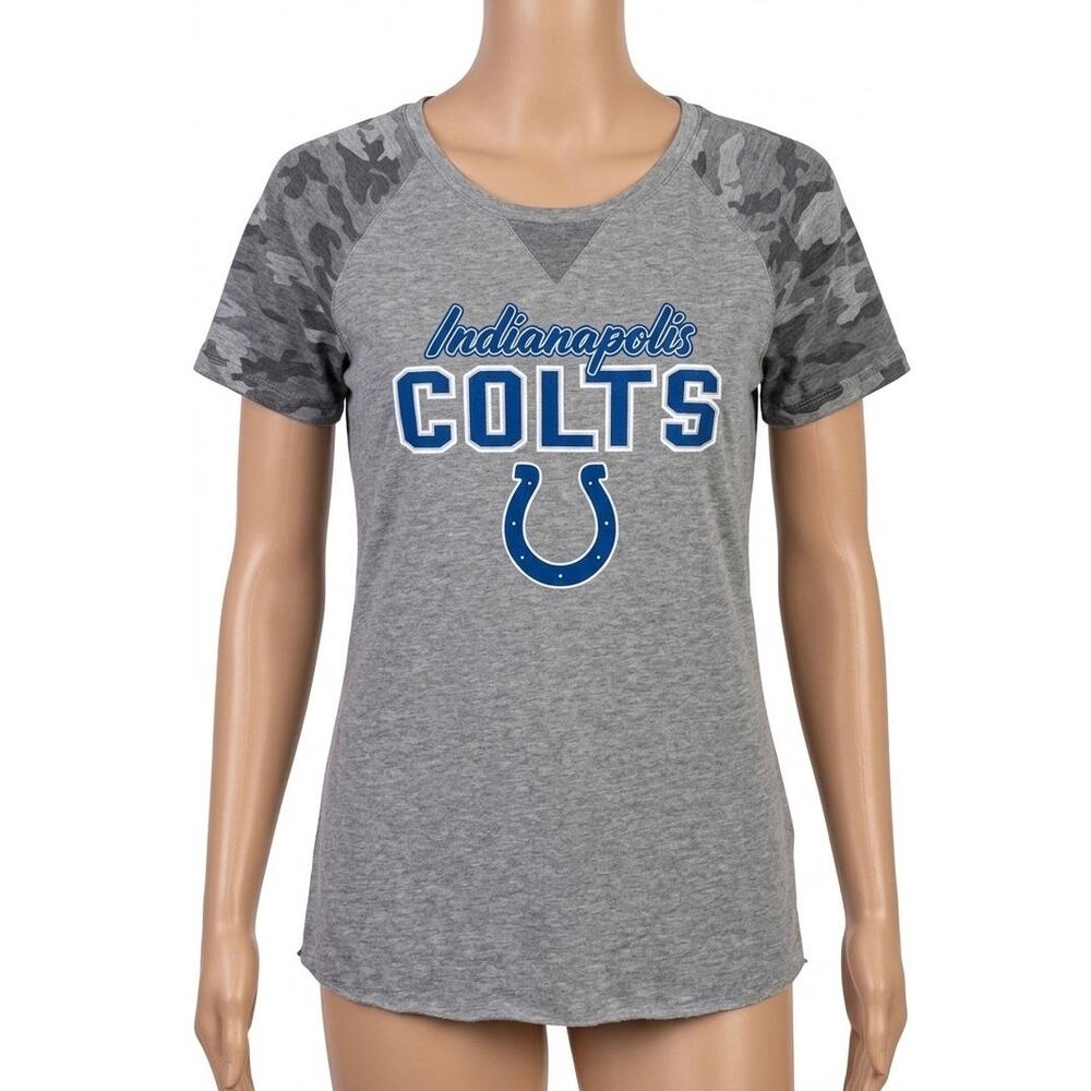 NFL Indianapolis Colts Camo Raglan Graphic Tee Shirt Gray Large L 11/13
